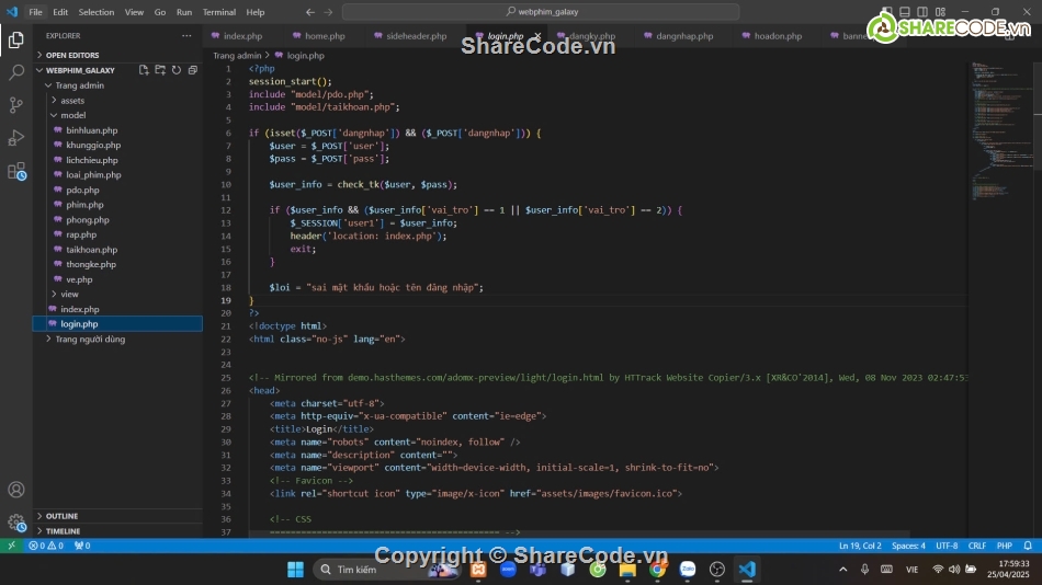 Web xem phim php,Code web đặt vé xem phim php thuần,Code web đặt vé xem phim full chức năng